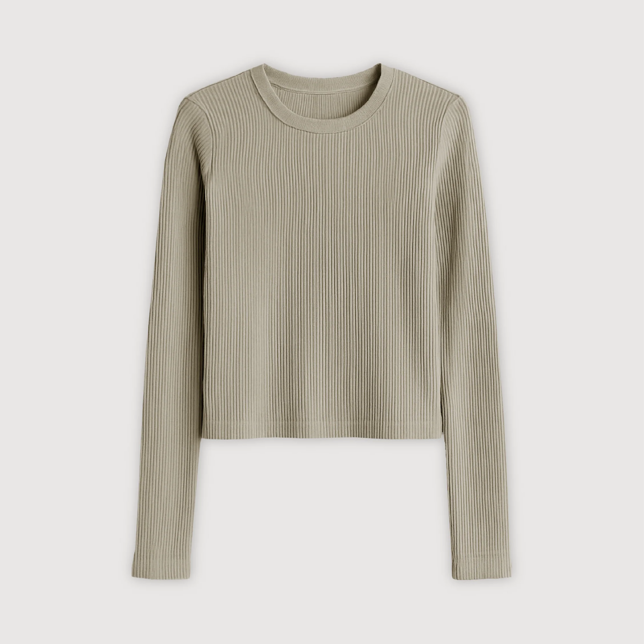 Remera Ribb Manga Larga Crop - Cemento