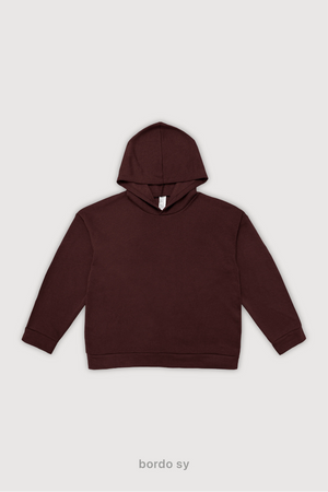 Hoodie Boxy Fit Frisado - Bordo Sy