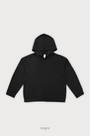 Hoodie Boxy Fit Frisado - Negro