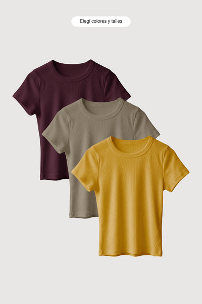 Pack x3 Baby Tee Morley - elegi colores y talles