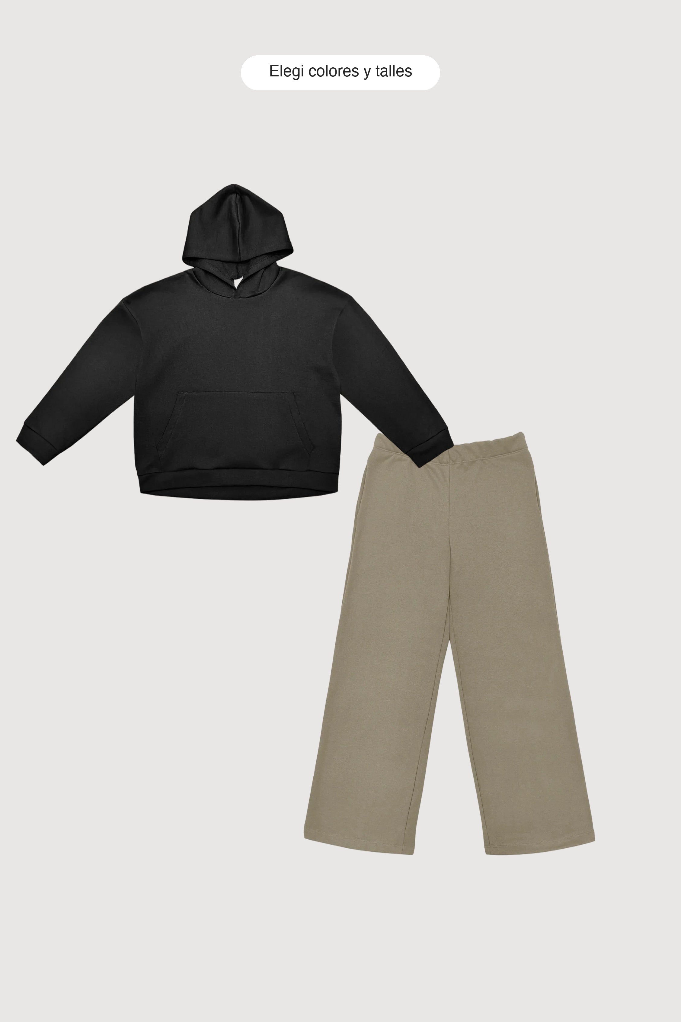 Outfit Canguro Oversize + Jogging Baggy - elegi colores y talles