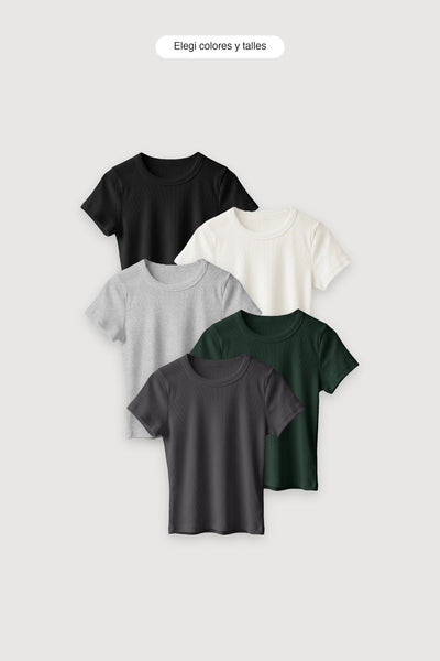 Pack x5 Baby Tee Morley — elegí colores y talles