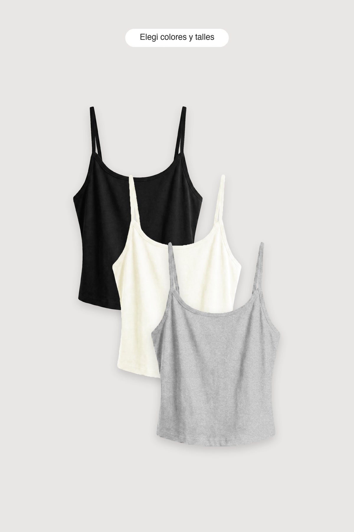 Pack x3 Top Tiritas — elegí colores y talles