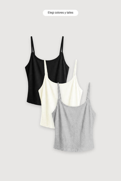 Pack x3 Top Tiritas — elegí colores y talles