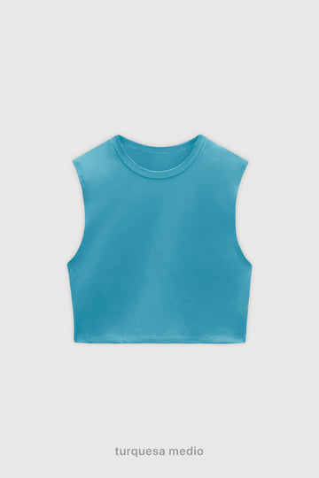 Musculosa Crop Top - Turquesa Medio