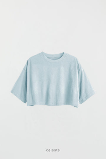 Remera Crop - Celeste