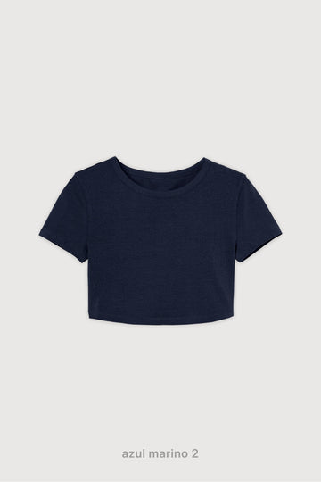 Remera Crop Top - Azul Marino 2