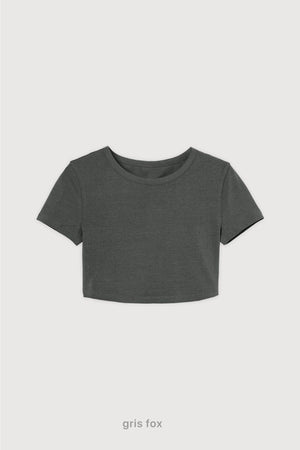 Remera Crop Top - Gris Fox