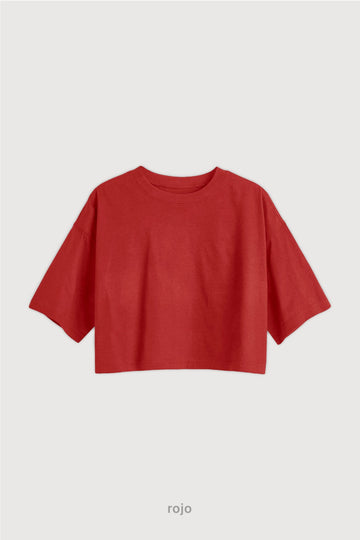 Remera Regular Fit Crop - Rojo