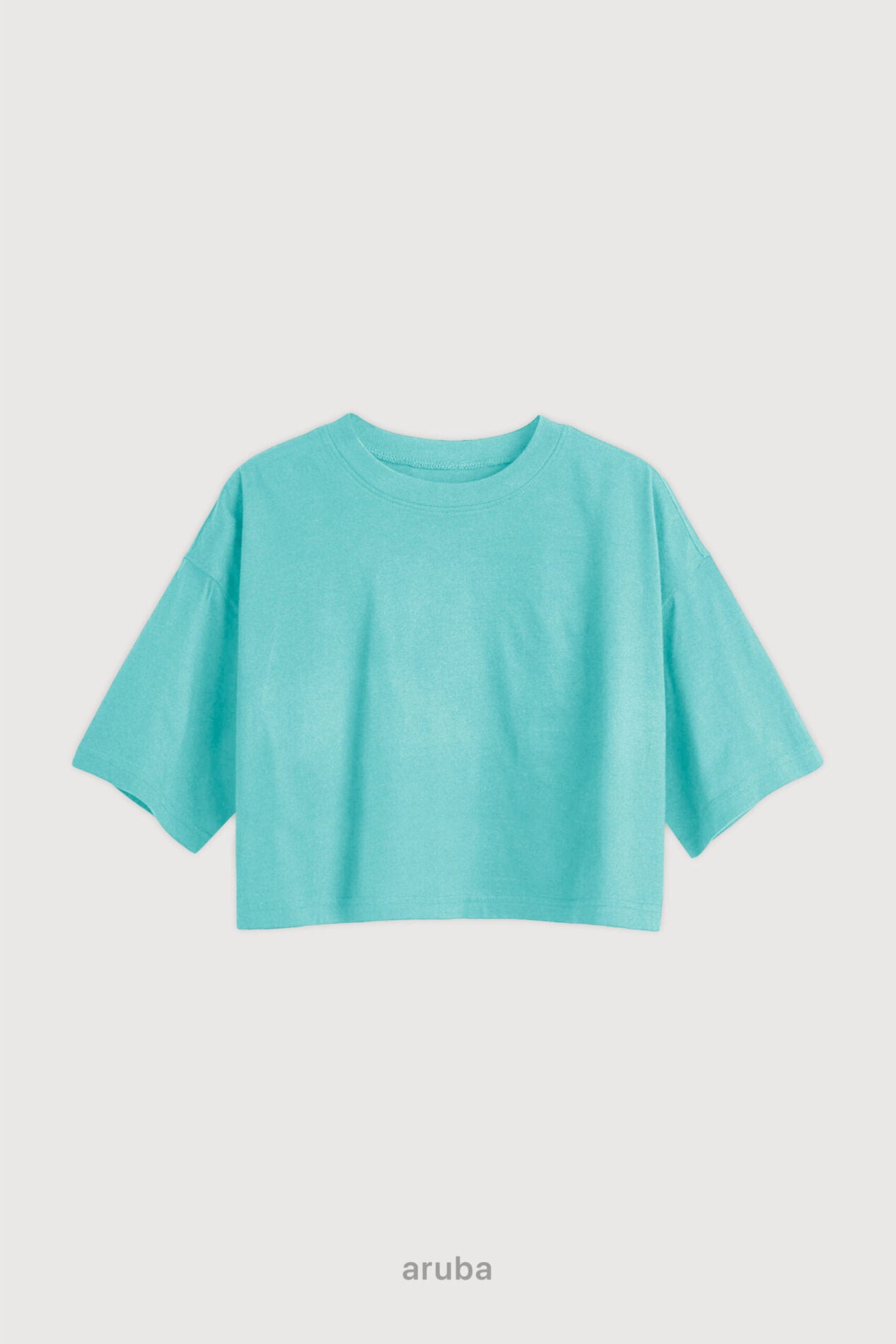 Remera Regular Fit Crop - Verde Aruba