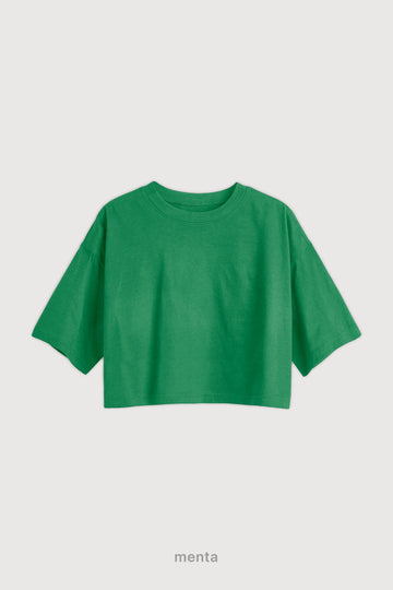 Remera Regular Fit Crop - Menta