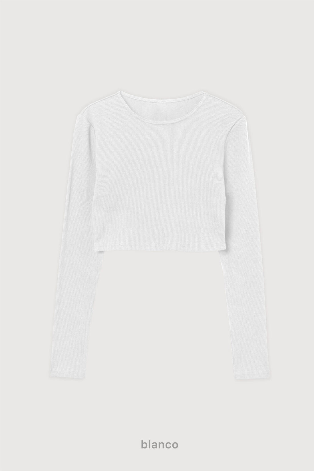 Ribbed Crop Top Manga Larga - Blanco