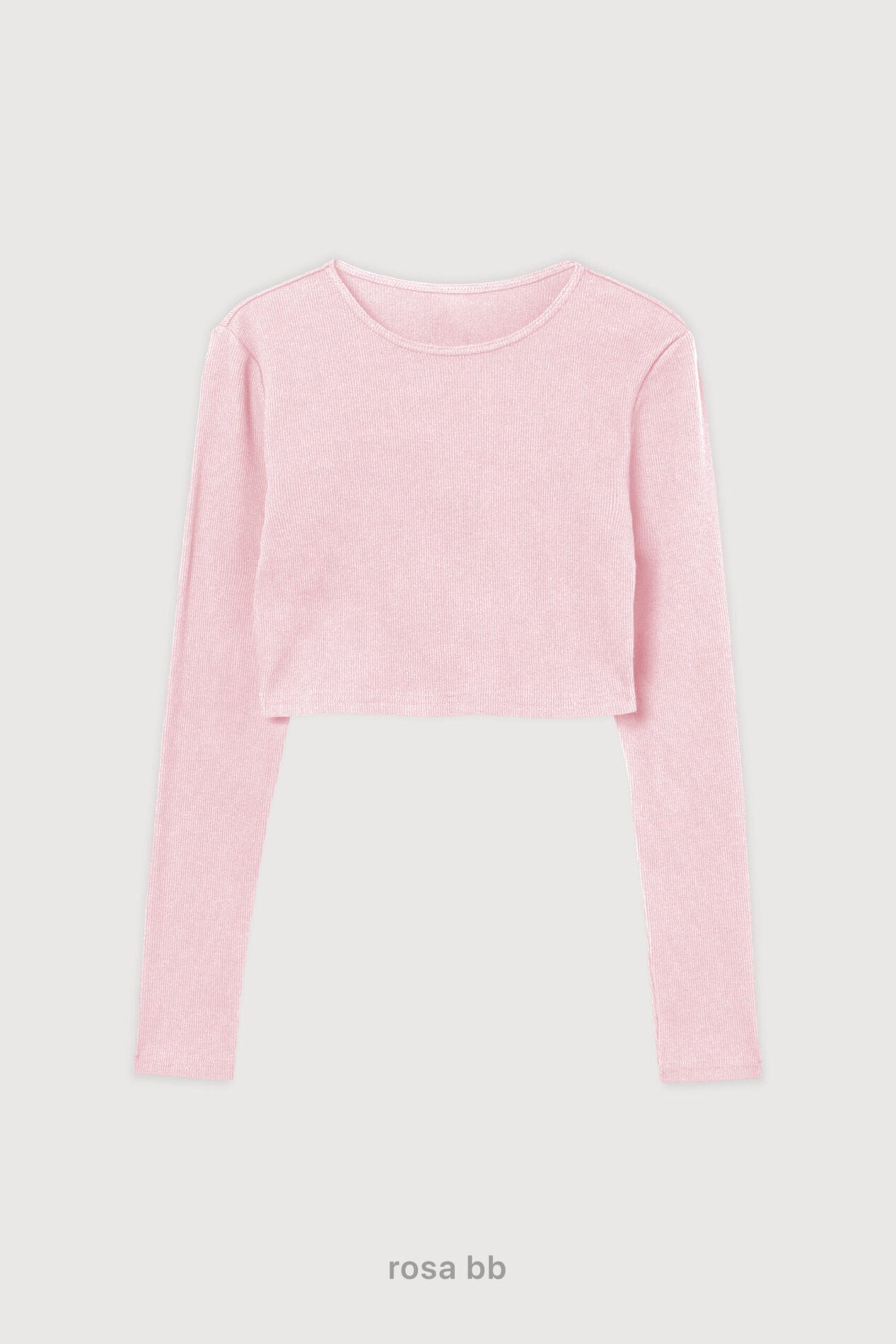 Ribbed Crop Top Manga Larga - Rosa Bb