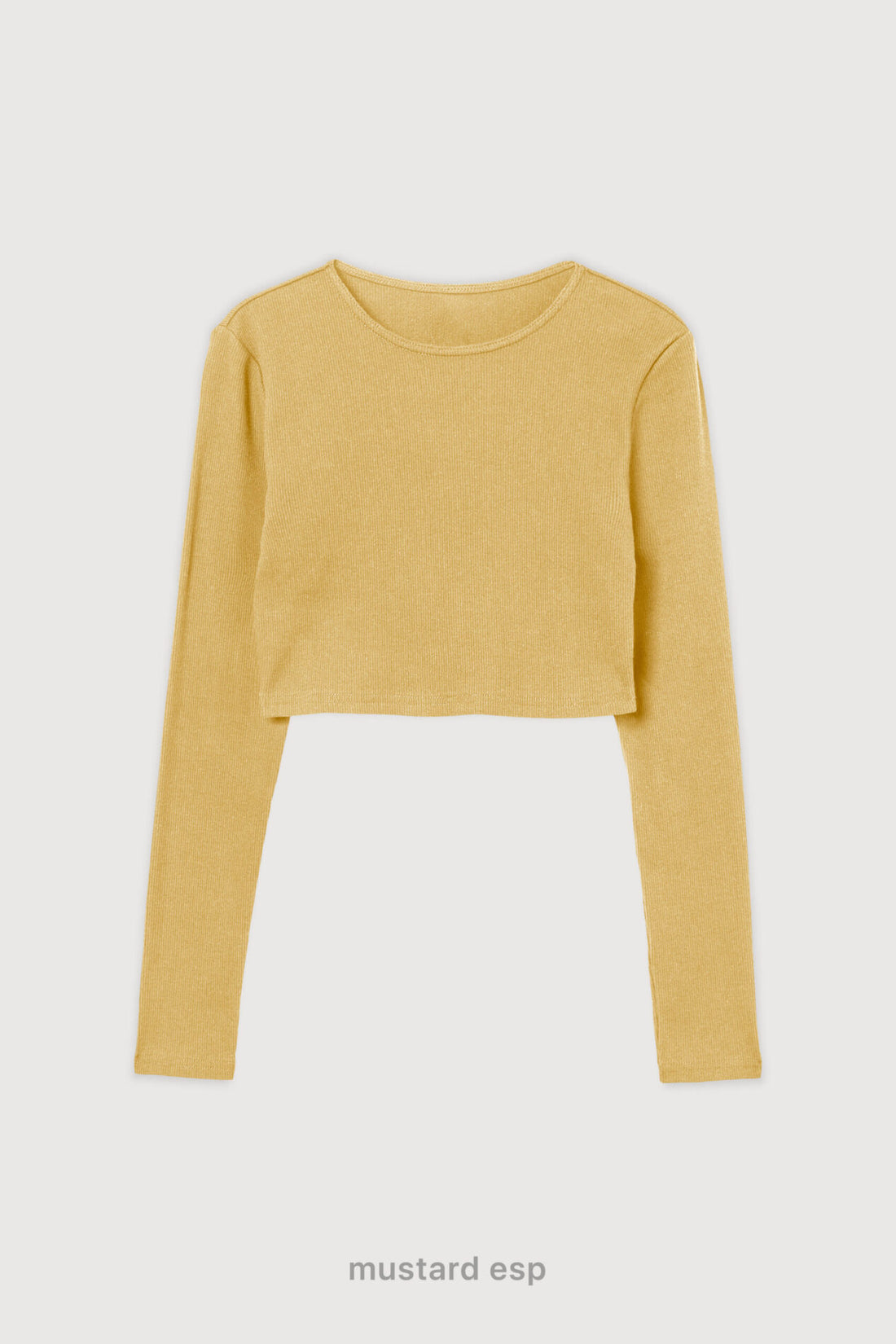 Ribbed Crop Top Manga Larga - Mustard Esp