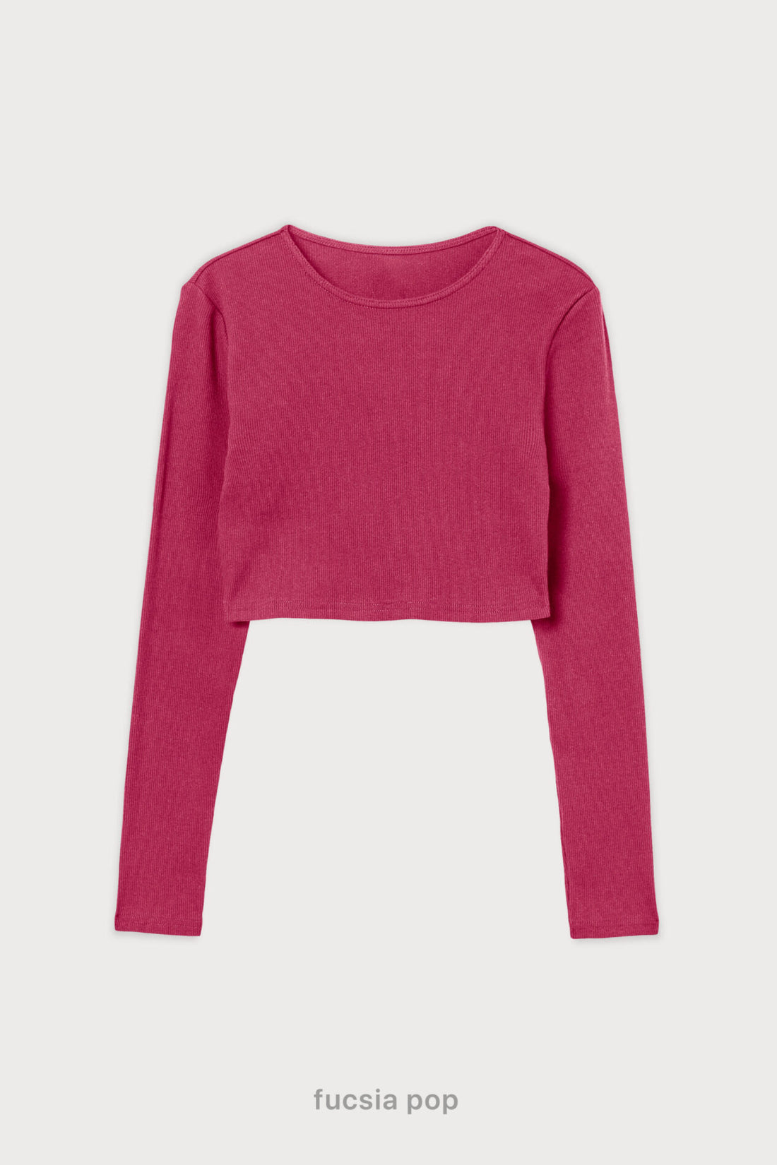 Ribbed Crop Top Manga Larga - Fucsia Pop